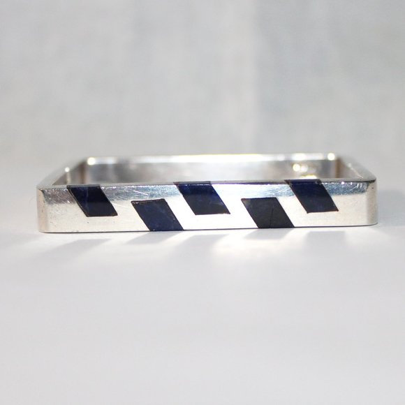 Taxco Mexico Jewelry - Vintage Sterling Silver Taxco Mexico Square Shaped Bangle Bracelet